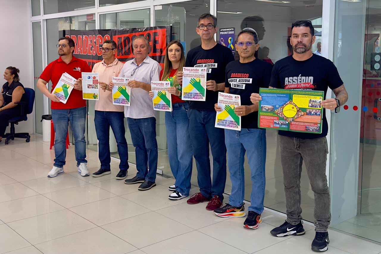 Bancários realizam Dia Nacional de Luta contra demissões e fechamento de agências do Bradesco