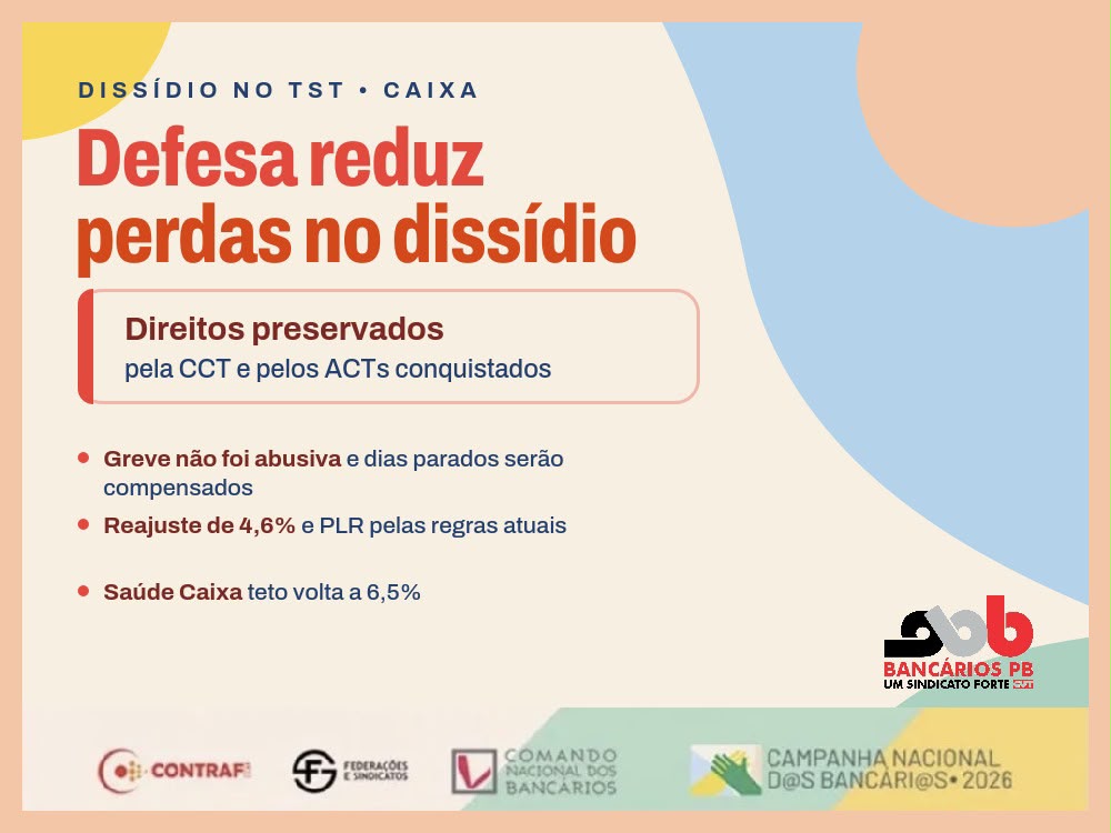 Defesa da Contraf-CUT reduz perdas no dissídio, mas Caixa economiza bilhões